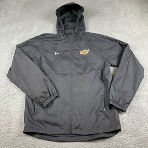 Oklahoma State Cowboys Jacket Mens Medium Black Nike Mesh Lined Rain Hooded